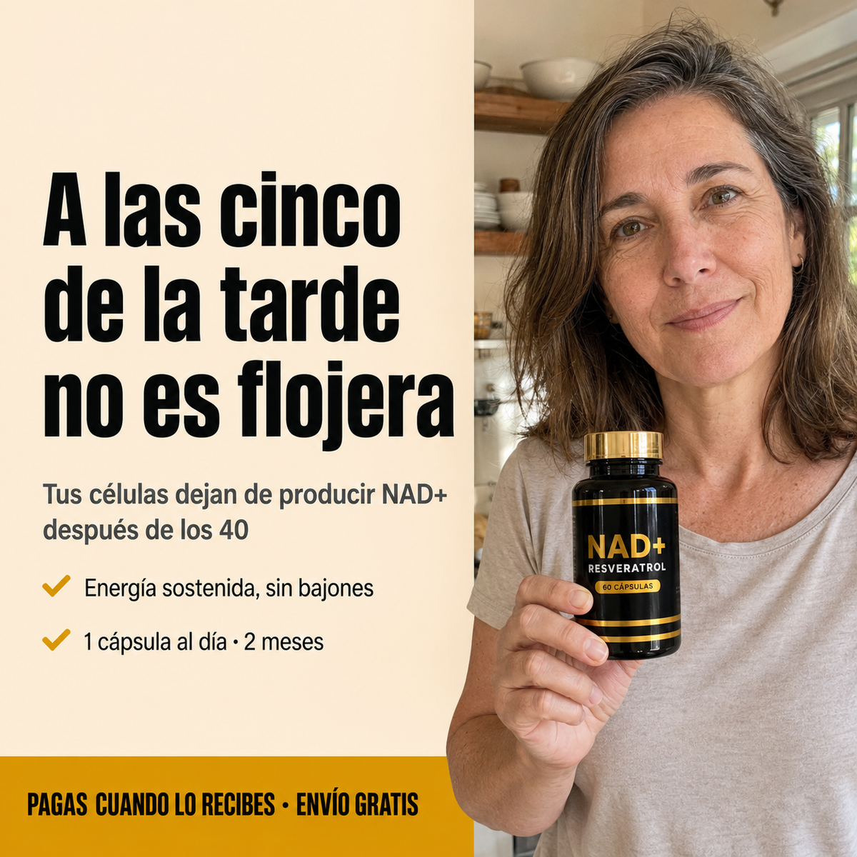 NAD+ con Resveratrol — Energía Celular · 60 cápsulas