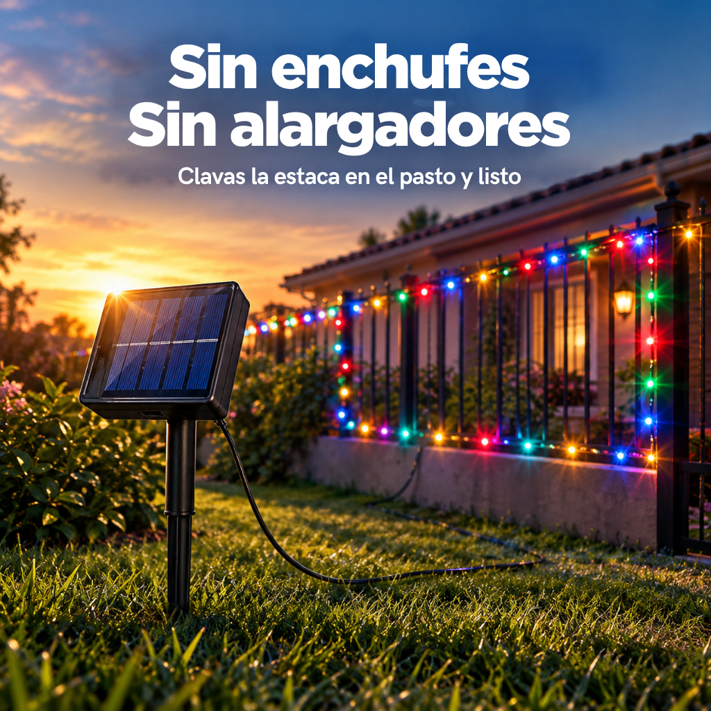 Luces Navideñas Solares · 20 Metros