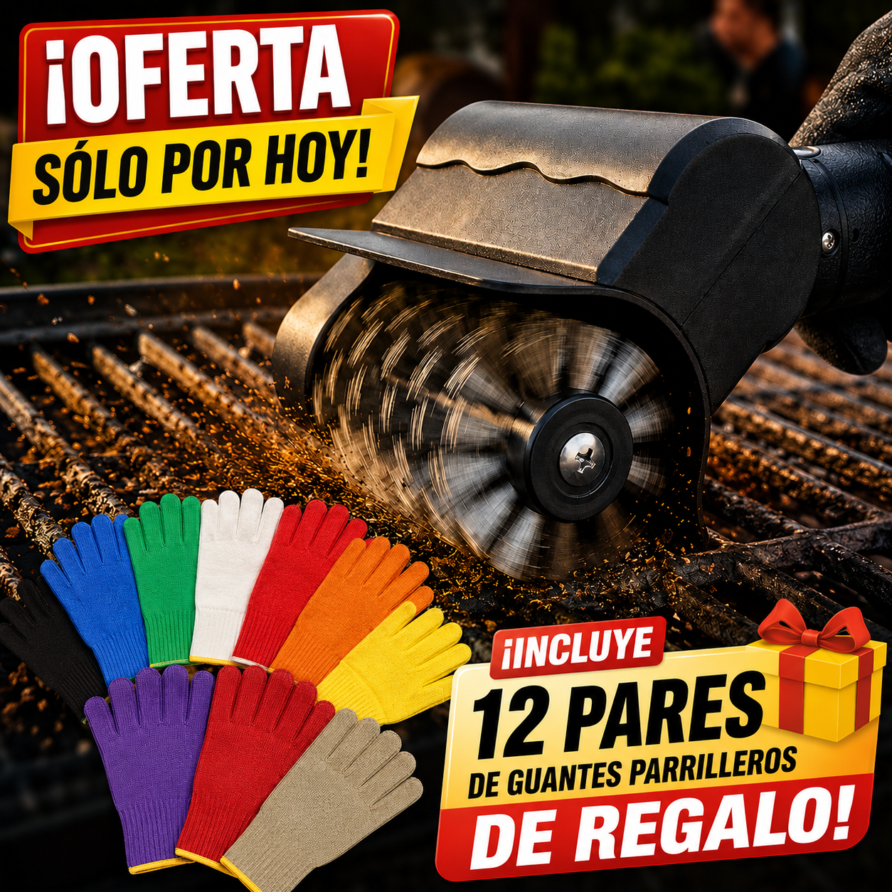 Cepillo Eléctrico Recargable + 12 Pares de Guantes GRATIS