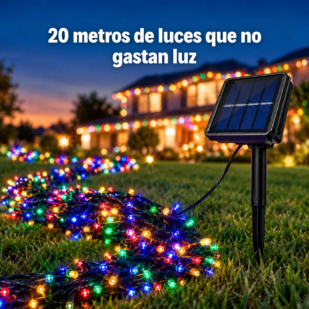 Luces Navideñas Solares · 20 Metros