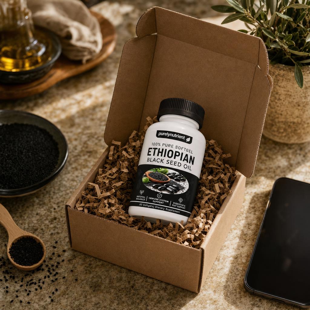 Aceite de comino negro etiope PurelyNutrient 60 capsulas blandas