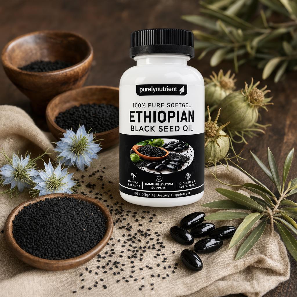 Aceite de comino negro etiope PurelyNutrient 60 capsulas blandas