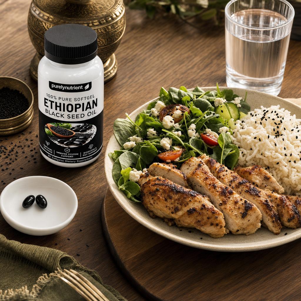 Aceite de comino negro etiope PurelyNutrient 60 capsulas blandas